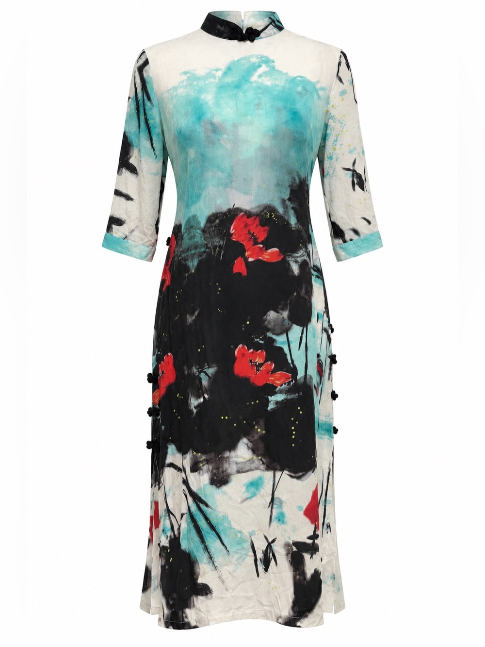 oriental dress 100% silk
